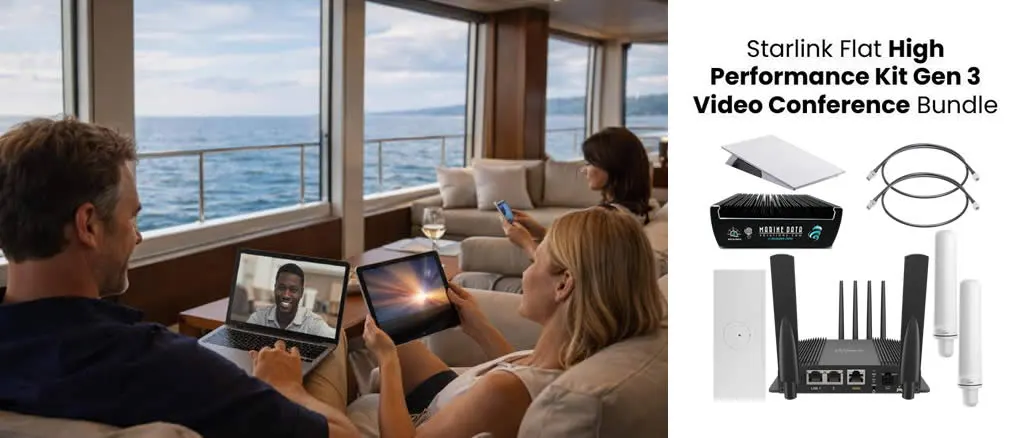 Starlink Flat High Performance Kit Gen 3 Video Conference Bundle – Max Speeds 500 – 800Mbps