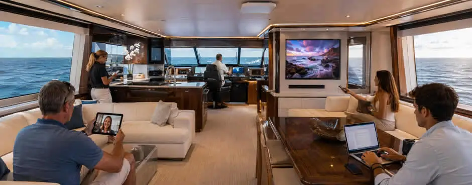 Enterprise Wi-Fi access point installed aboard a 95-foot motor yacht