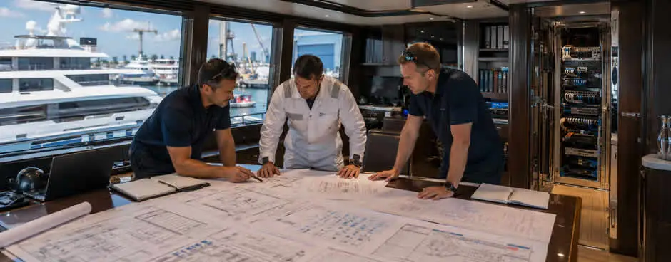 Network architecture diagram for a professionally integrated yacht network